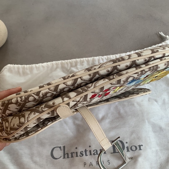 Christian Dior Vintage Embroidered Trotter Saddle Bag Authentic - Picture 7 of 16